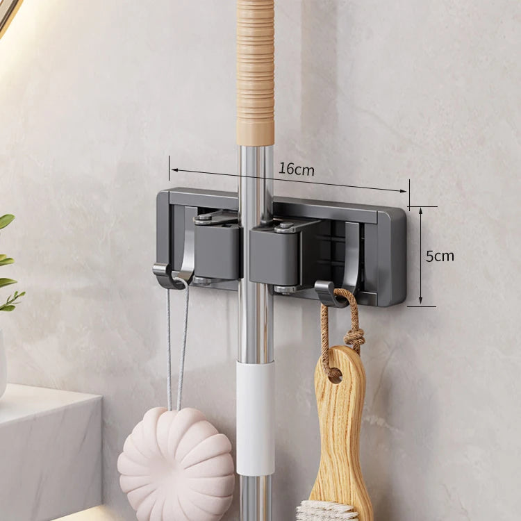 Mop and Broom Organizer Mop Holder Rack Mop Holder Wall Mounted Strong Broom Mop Holder Self With 5 Hooks Organizers Hang Broom